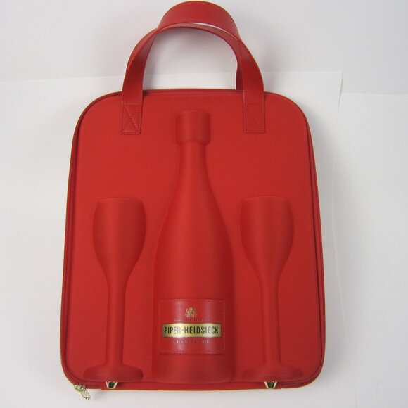 Piper Heidsieck Champagne Hard Shell Bottle And 2 Glasses Red Travel Case Only - Picture 1 of 13
